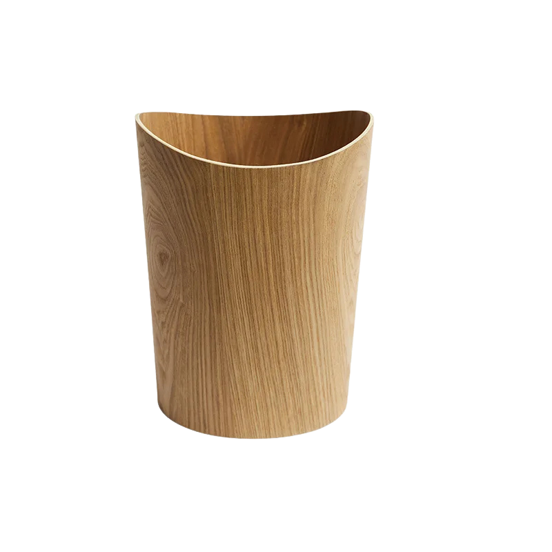 Poubelle en bois noyer design pressé