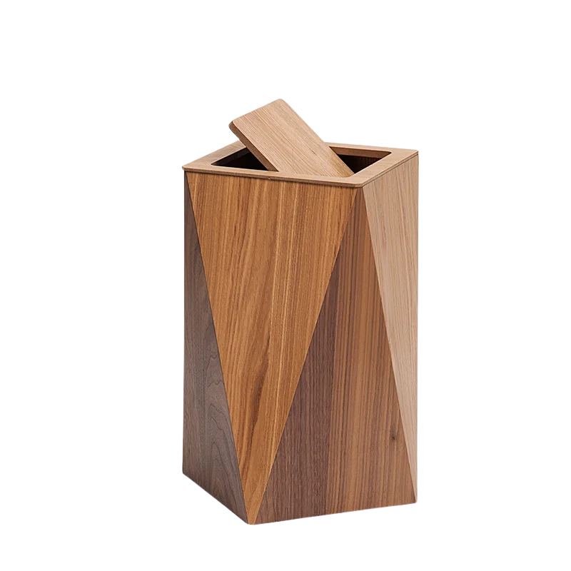 Poubelle Créative Diamant en Bois Moderne
