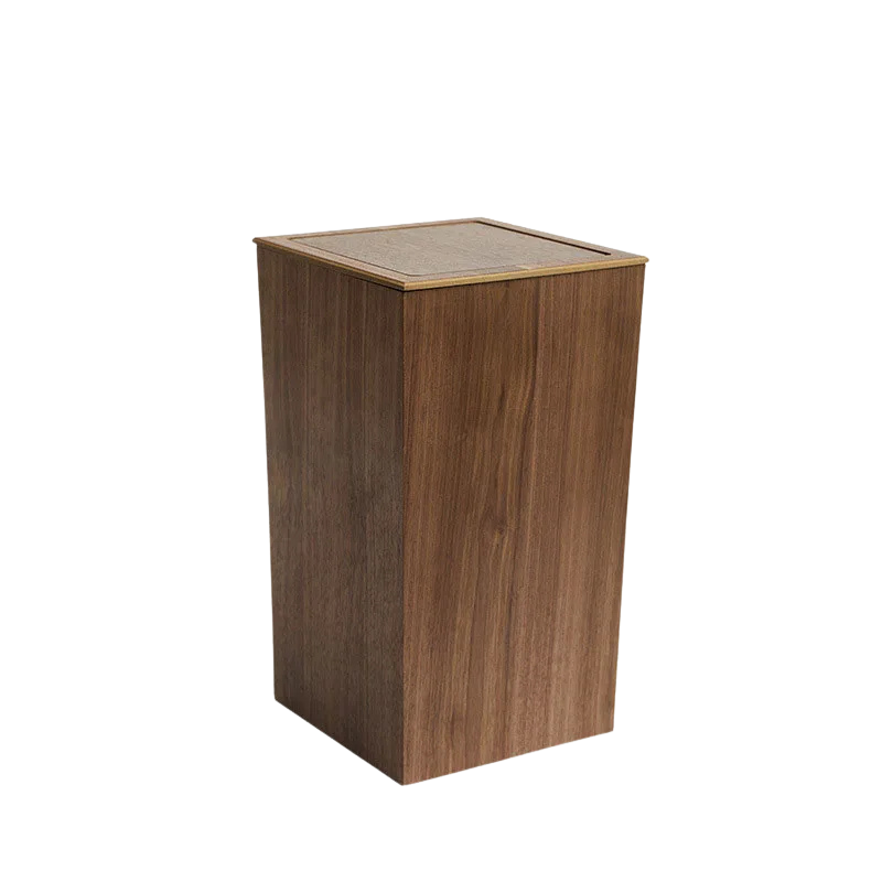 Poubelle en bois noyer design pressé