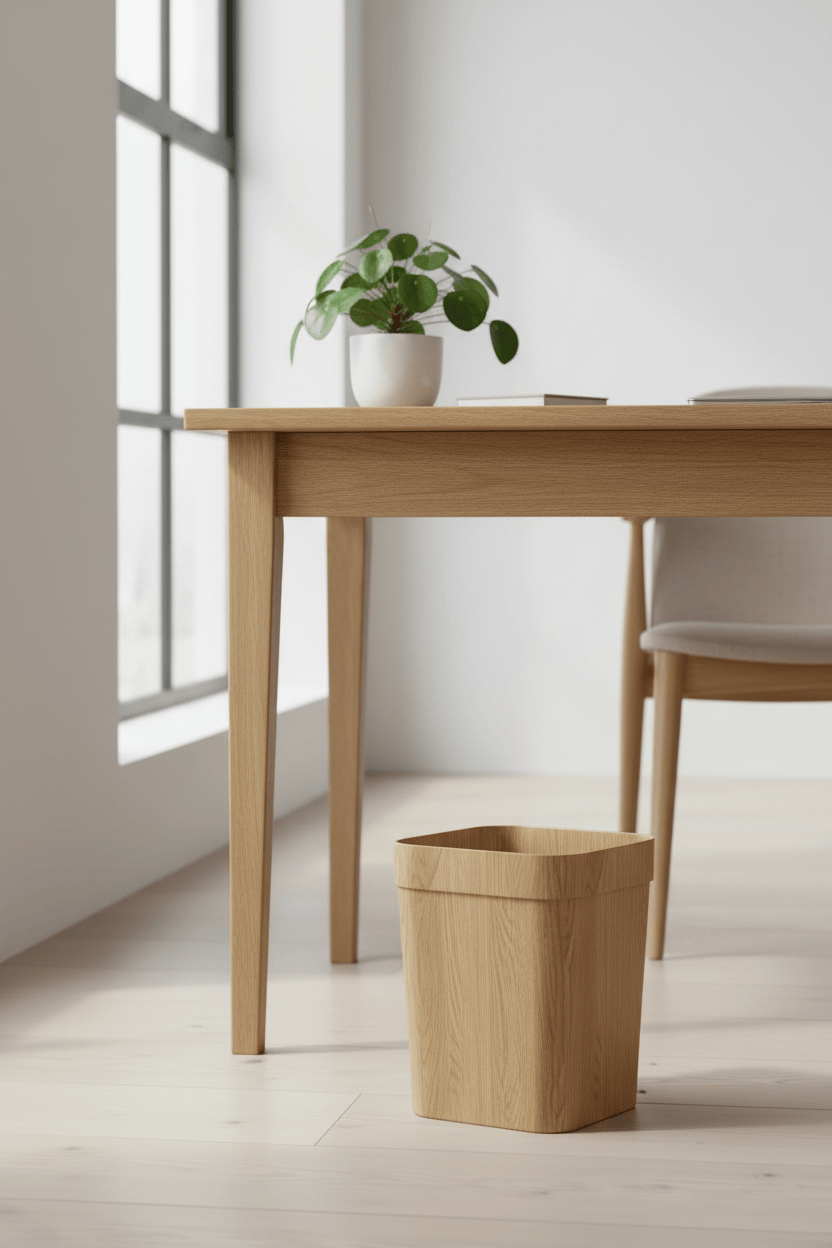 Poubelle De Marbre et de Bois