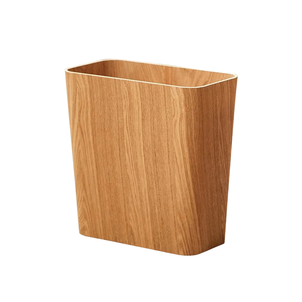 Poubelle rectangulaire en bois au design japonais