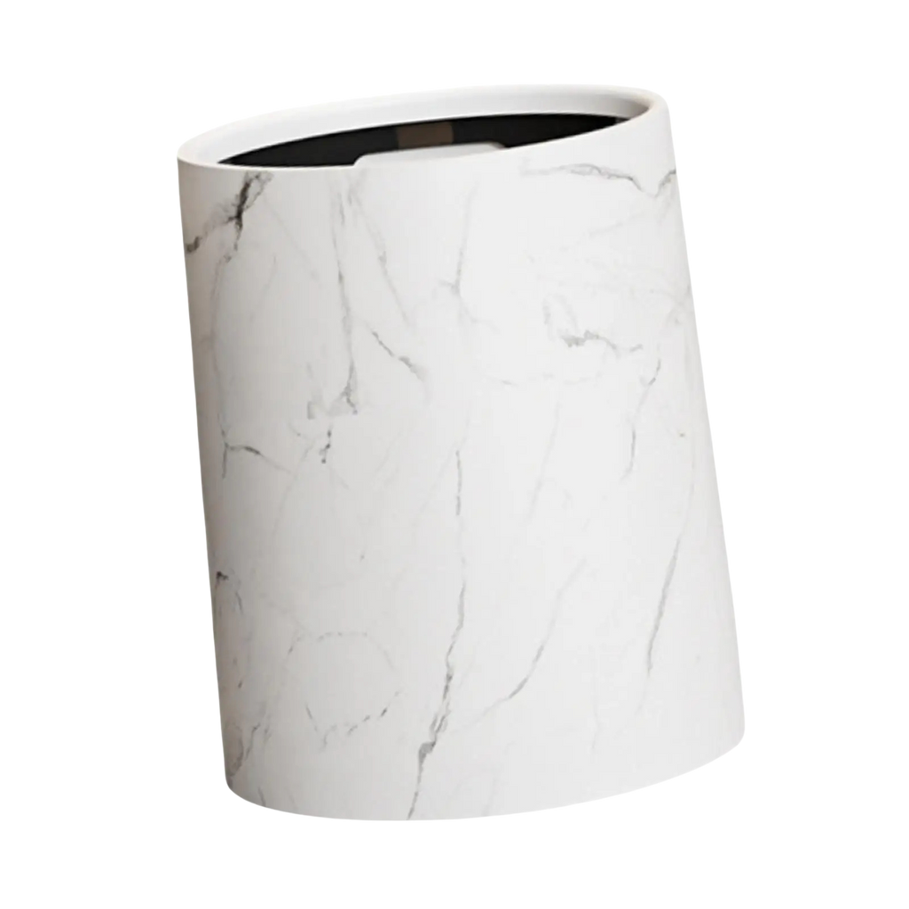 Poubelle ronde sans couvercle en plastique design marbré