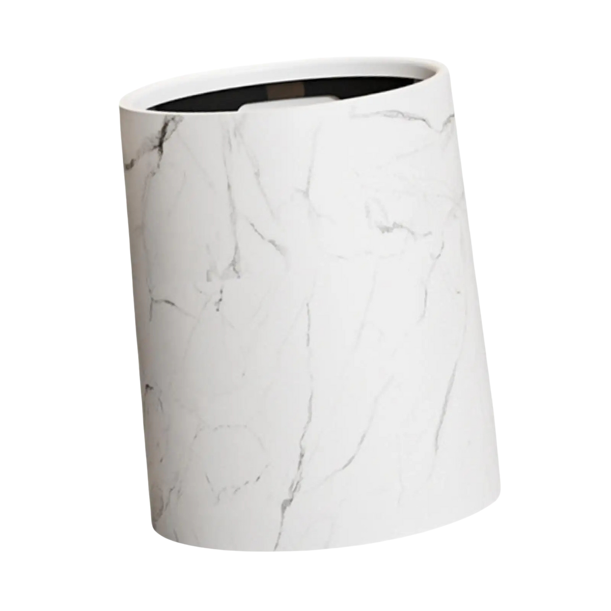 Poubelle ronde sans couvercle en plastique design marbré